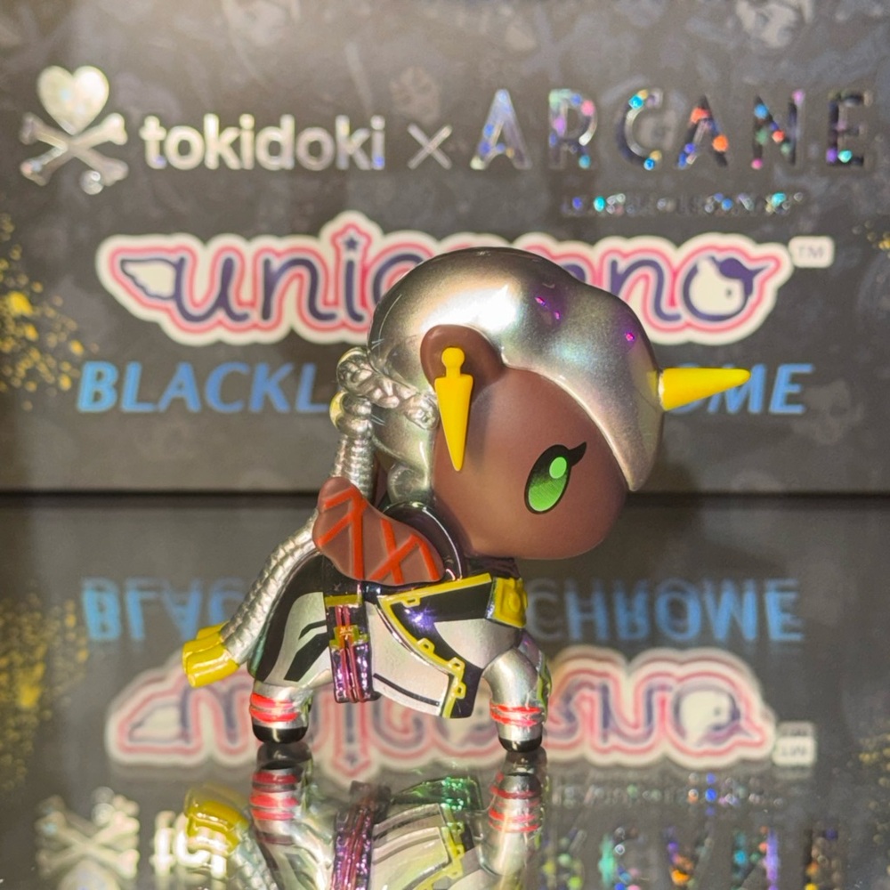 tokidoki Warrior Ambessa Unicorno from Arcane Blacklight Chrome Unicorno Series